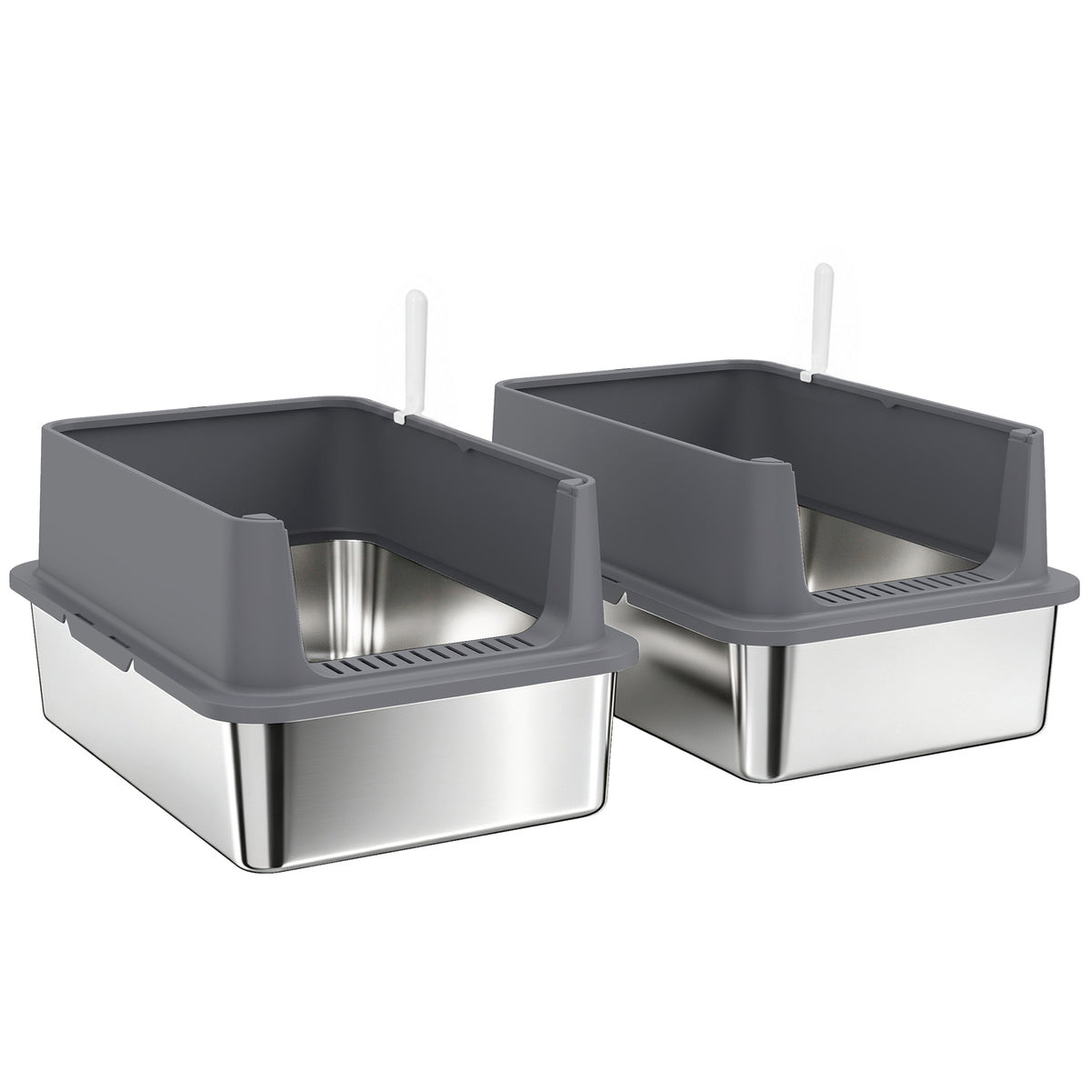 XL Stainless Steel Litter Box 2-Pack — grey