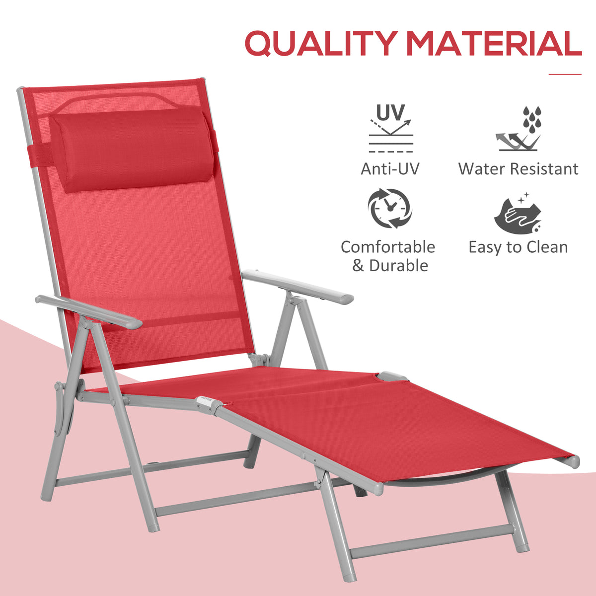 Tumbona plegable ajustable de acero — 7 posiciones