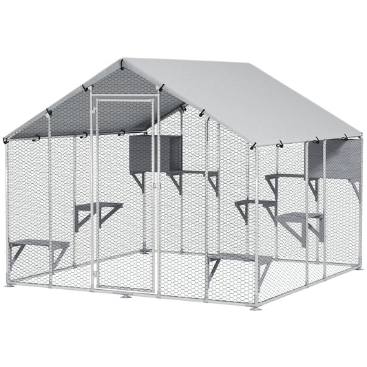 Extra large metal outdoor catio with waterproof cover