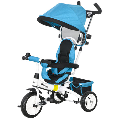 6-in-1 Toddler Tricycle with Basket and Safety Harness
