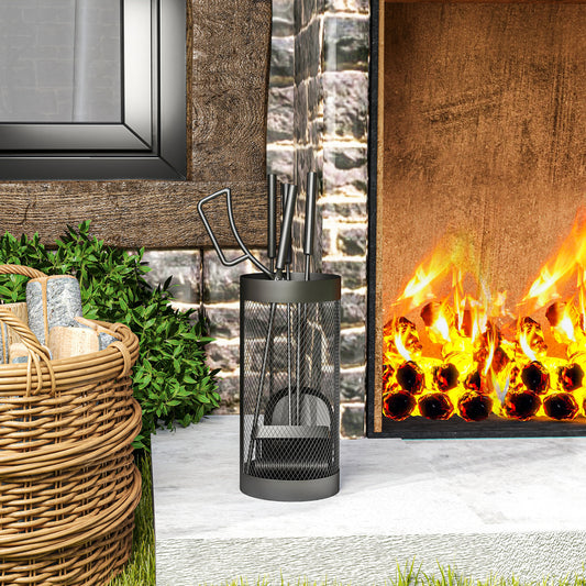 Fireplace Tool Set with Mesh Basket 5-Piece