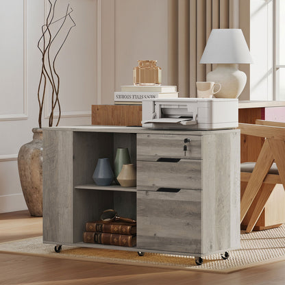Mobile File Cabinet with Power Outlets and Lock
