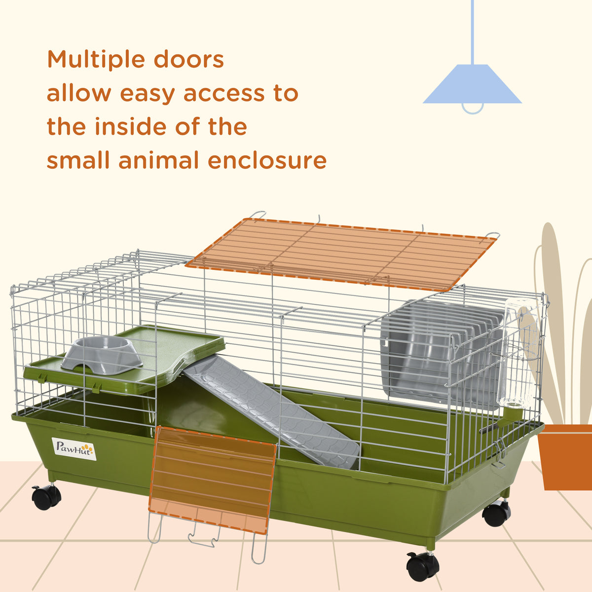 Small Animal Cage with Wheels and Accessories