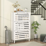 Narrow shoe storage cabinet 3 flip drawers