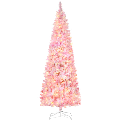 Prelit Snow Flocked Pencil Artificial Christmas Tree