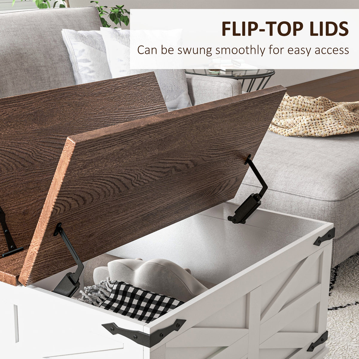 Farmhouse coffee table with hidden storage