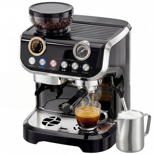 15 Bar Espresso Machine with Grinder and Milk Frother