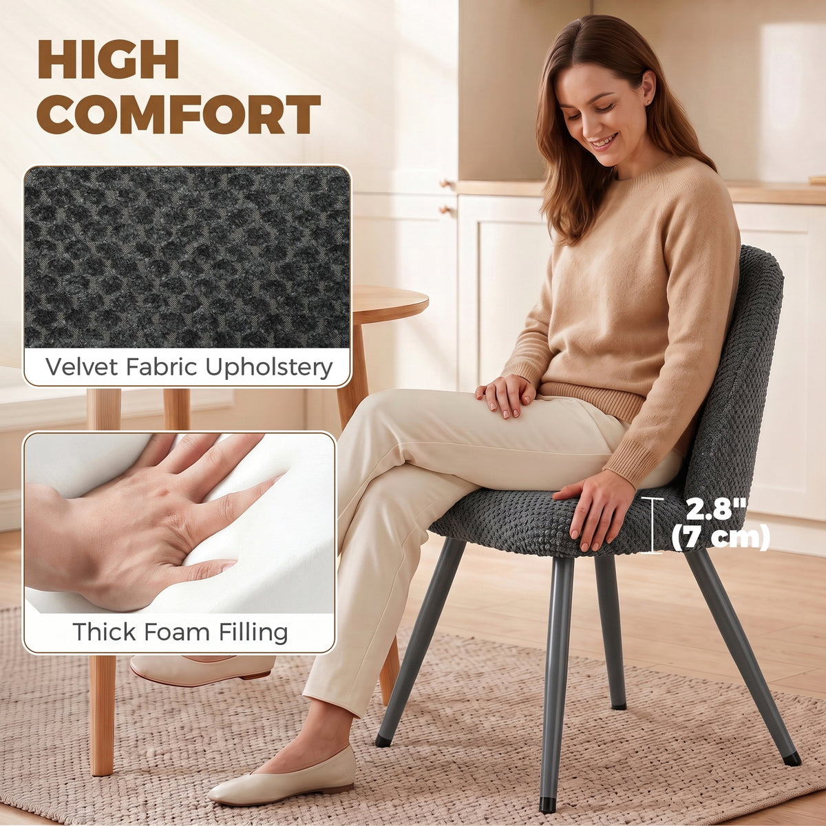 Dining Chairs Velvet Upholstered Set of 2