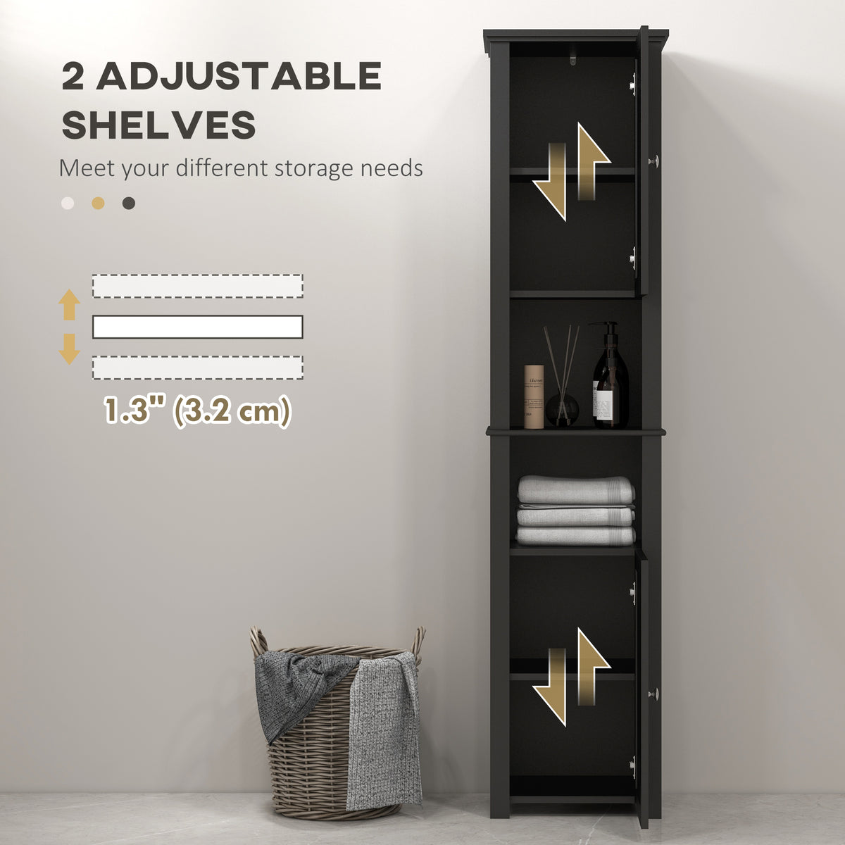 Tall freestanding bathroom storage cabinet