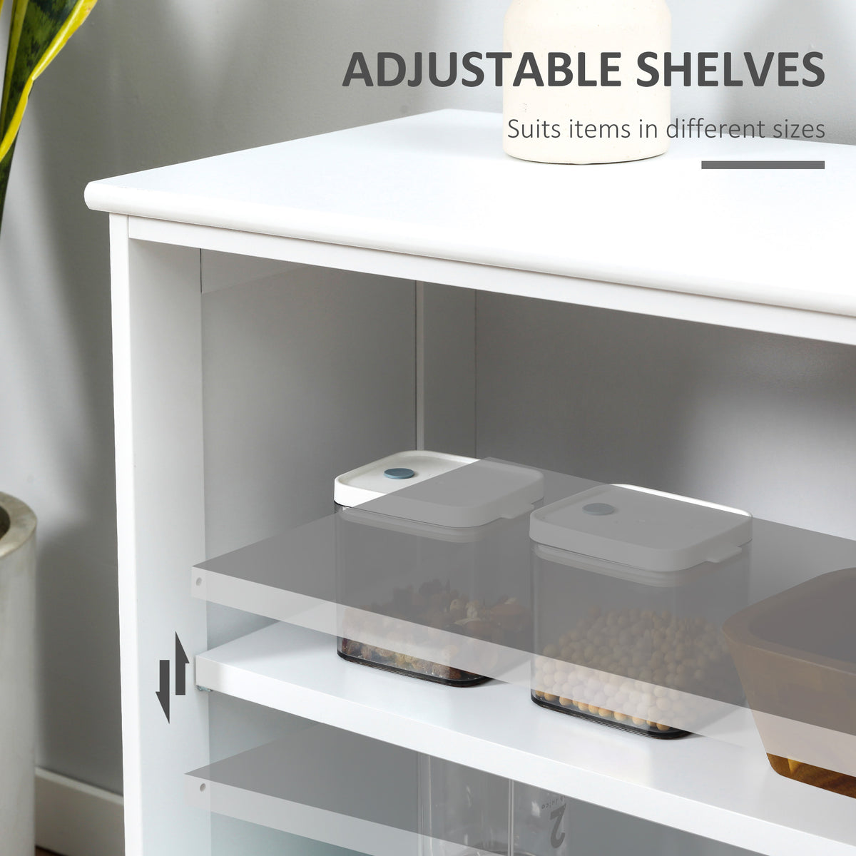 Aparador de cocina apilable con puertas correderas de cristal