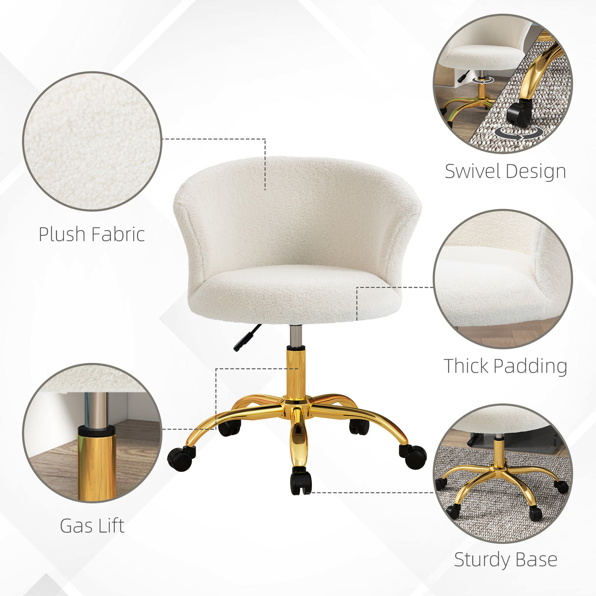 Armless Office Chair in Teddy Fleece
