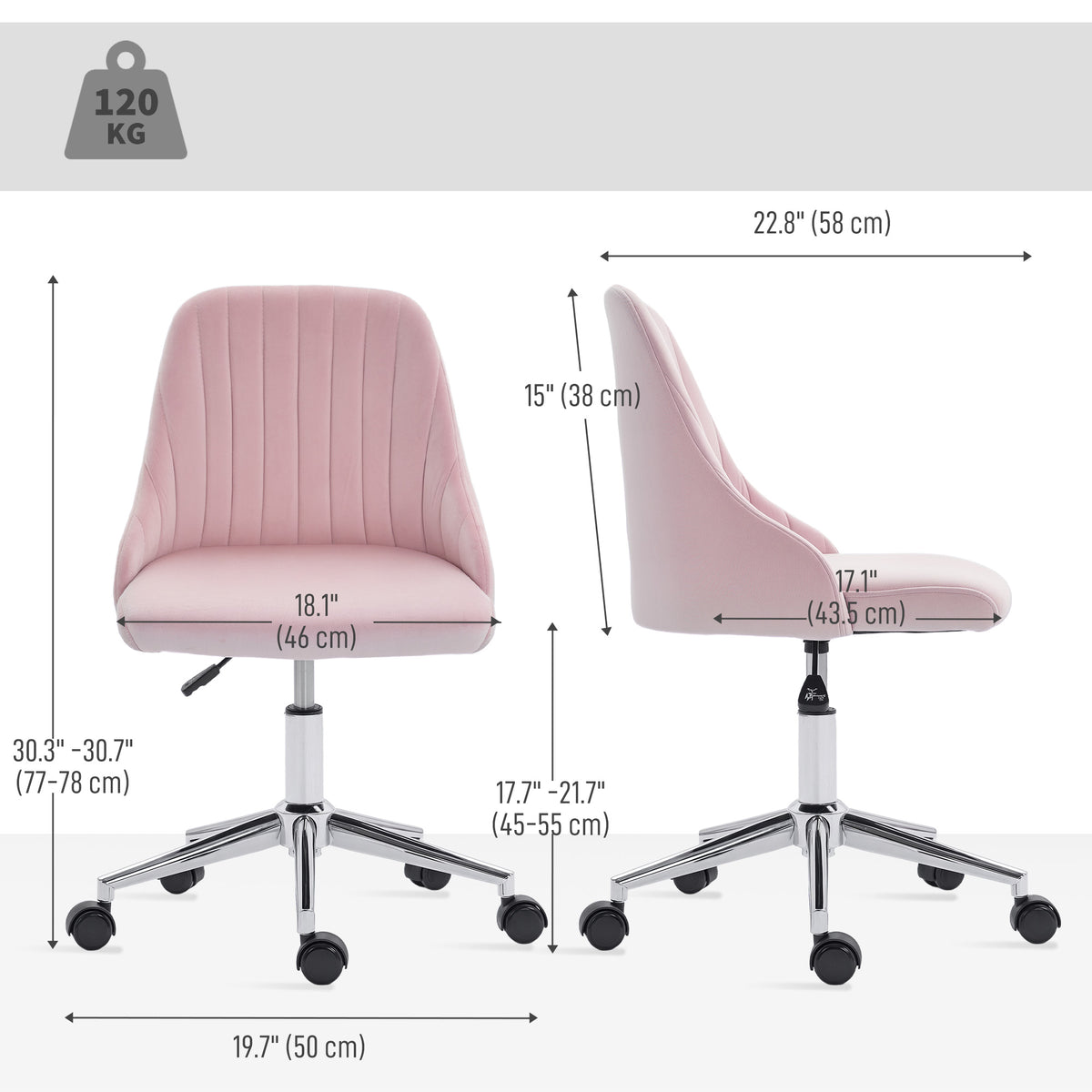 Adjustable Velvet Swivel Vanity Chair