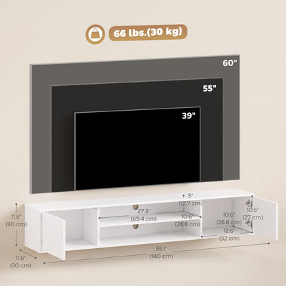 Mueble de TV flotante de pared para televisores de hasta 152 cm
