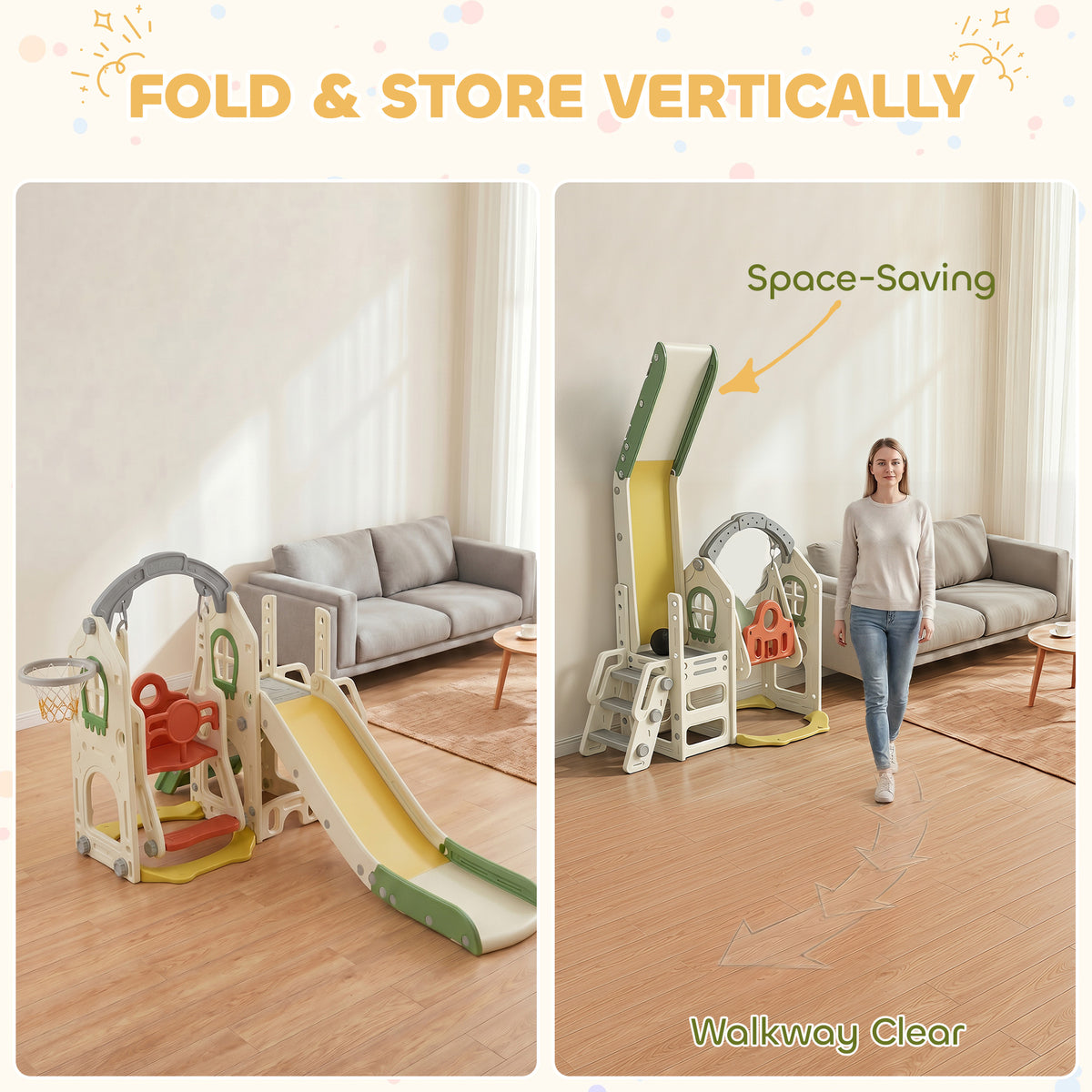 6-in-1 Toddler Slide and Swing Set