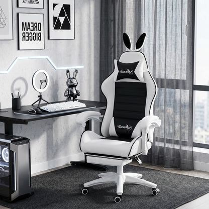 Ergonomic gaming chair with footrest