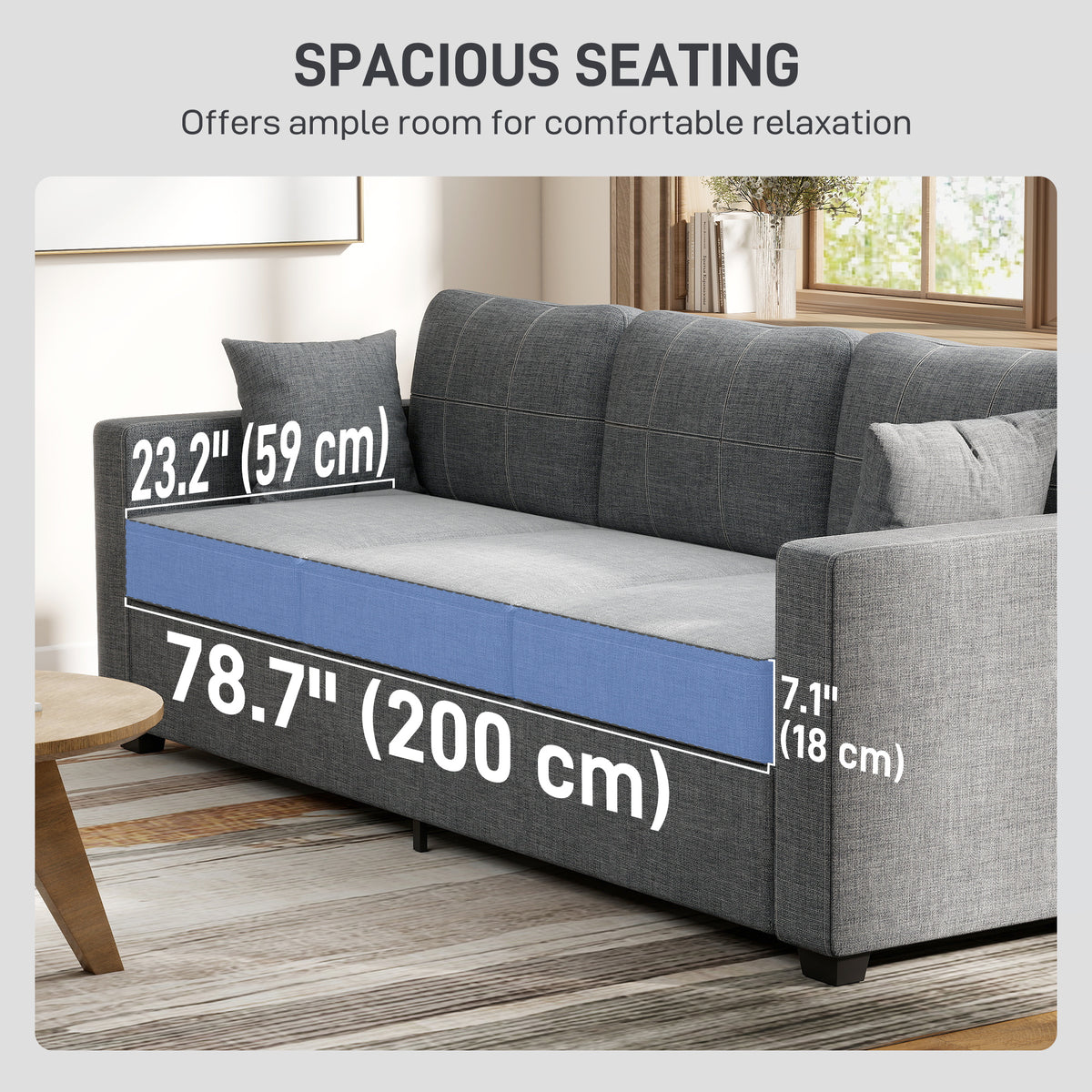 Modern 3-Seater Upholstered Living Room Sofa