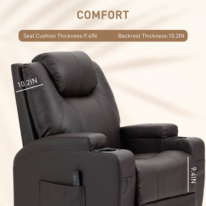 Swivel massage reclining armchair in faux leather