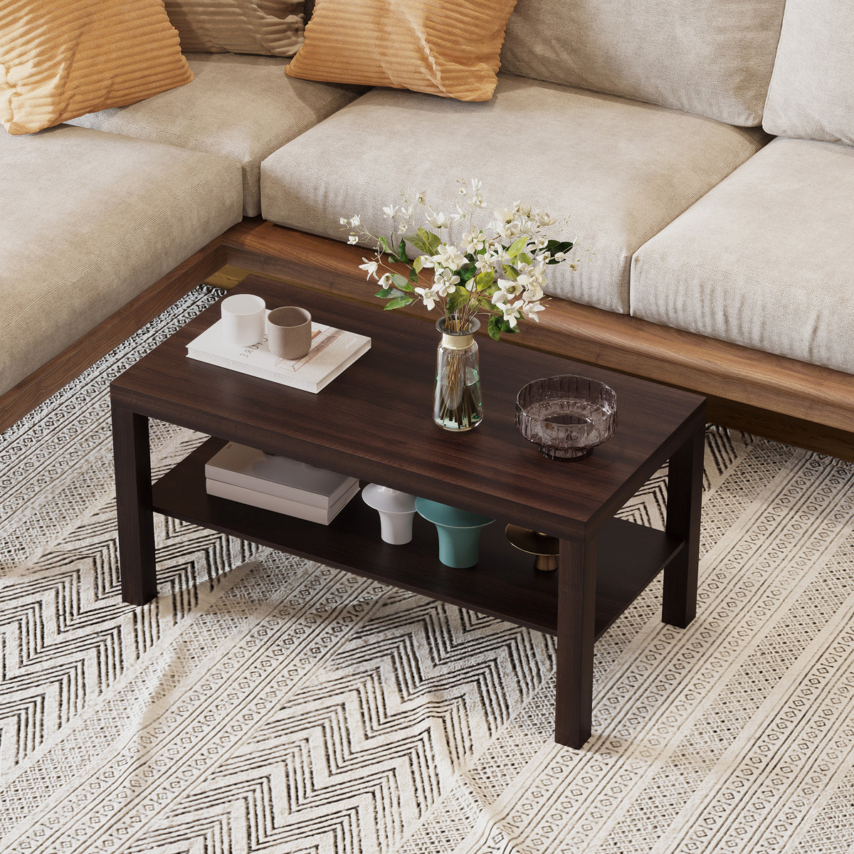 Two-Tier Engineered Wood Coffee Table