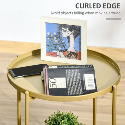 Round 2-tier side table with removable trays