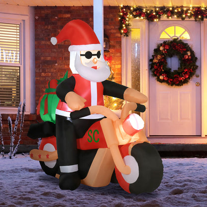Decoración inflable navideña de Papá Noel en moto de 5,5 pies