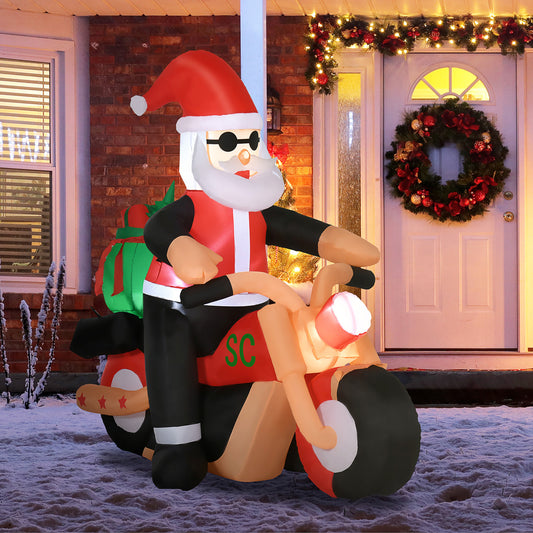 Decoración inflable navideña de Papá Noel en moto de 5,5 pies