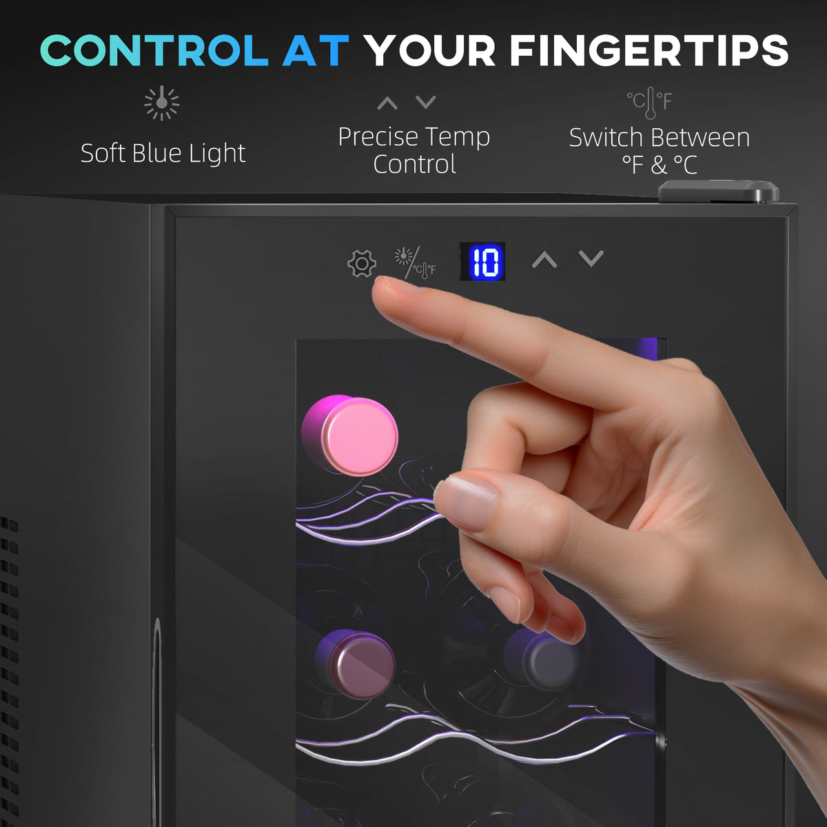 Compact 8 Bottle Wine Cooler Refrigerator