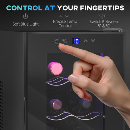 Compact 8 Bottle Wine Cooler Refrigerator