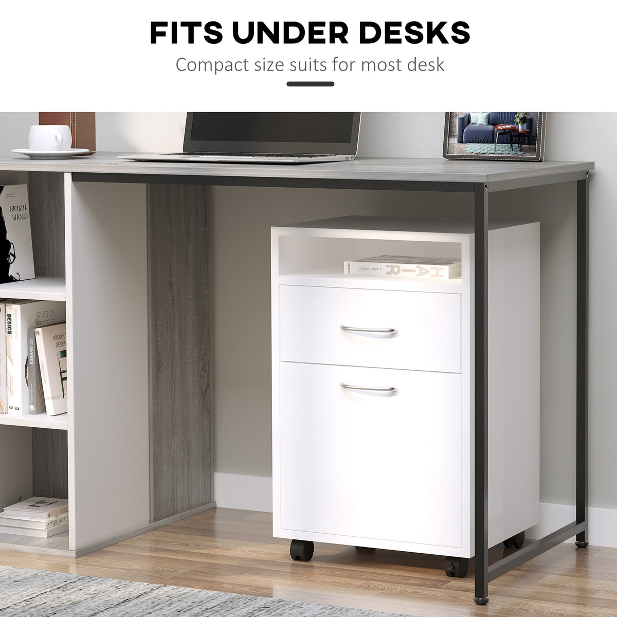 Compact Mobile File Cabinet with Shelf and Drawer