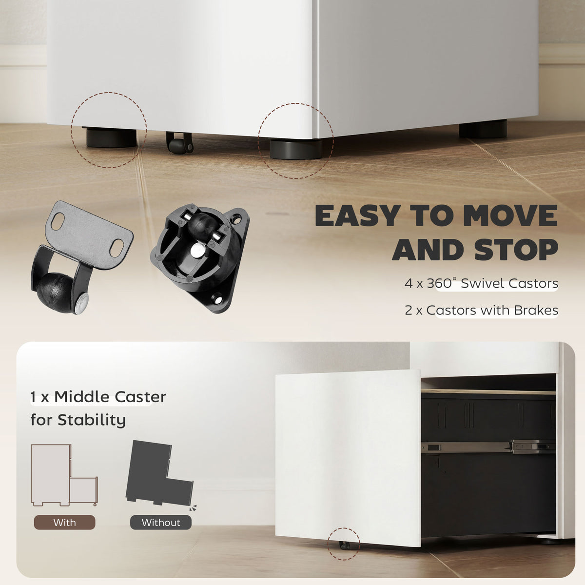 Mobile Filing Cabinet 3 Drawer with Wheels