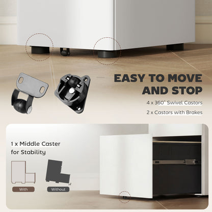 Mobile Filing Cabinet 3 Drawer with Wheels