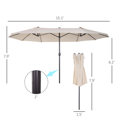 Double-Sided Rectangular Patio Umbrella 15 ft