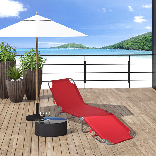 Folding Outdoor Lounge Chair with Adjustable Backrest