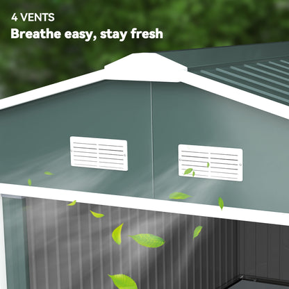 Galvanized Steel Garden Shed with Double Sliding Door