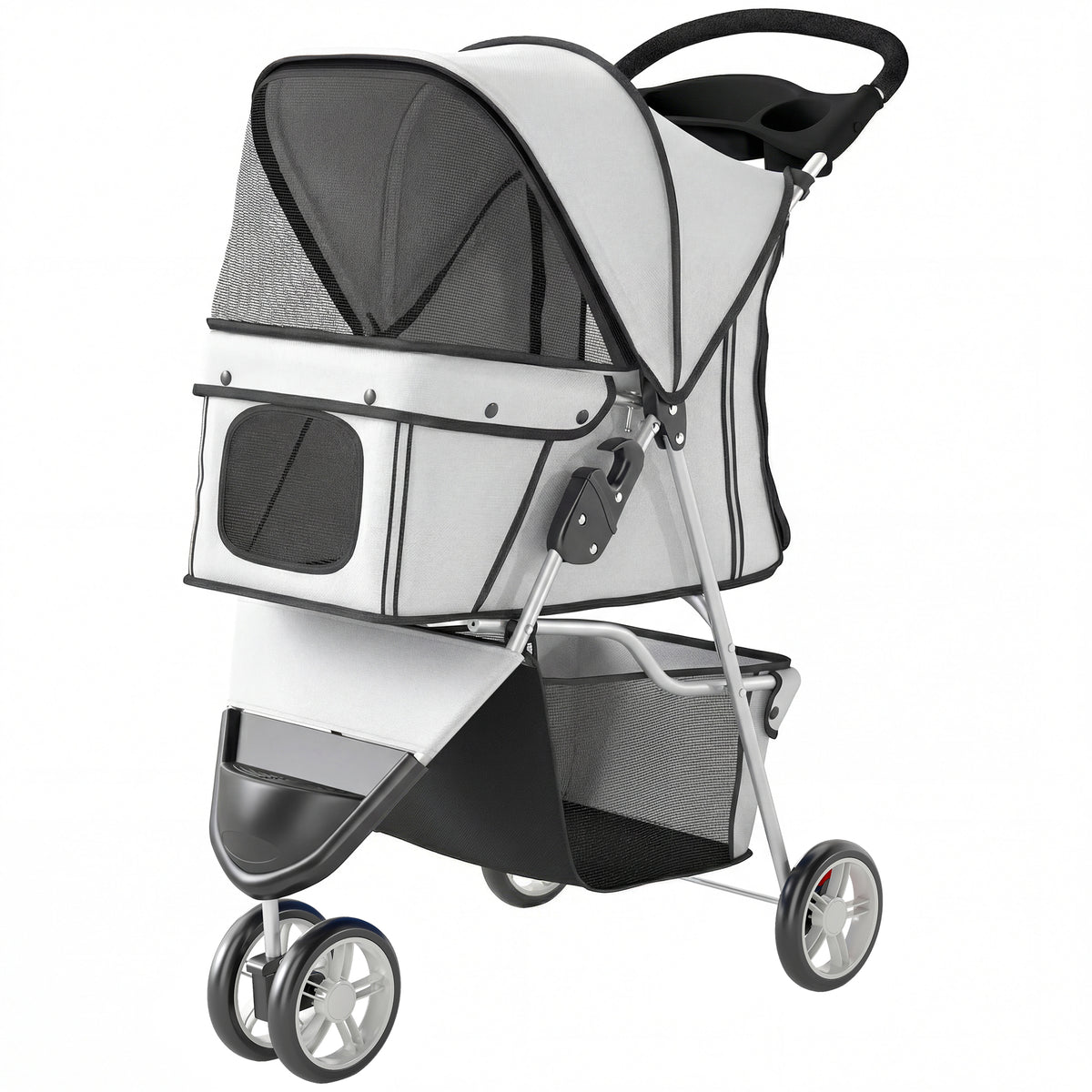 Cochecito plegable de 3 ruedas para perros con toldo ajustable
