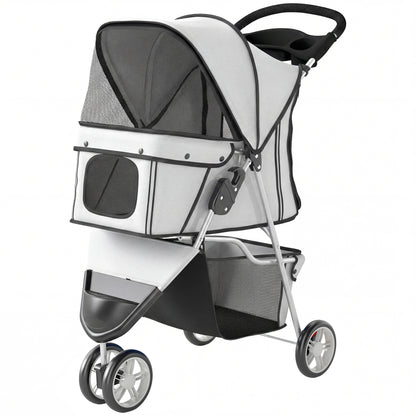 Cochecito plegable de 3 ruedas para perros con toldo ajustable