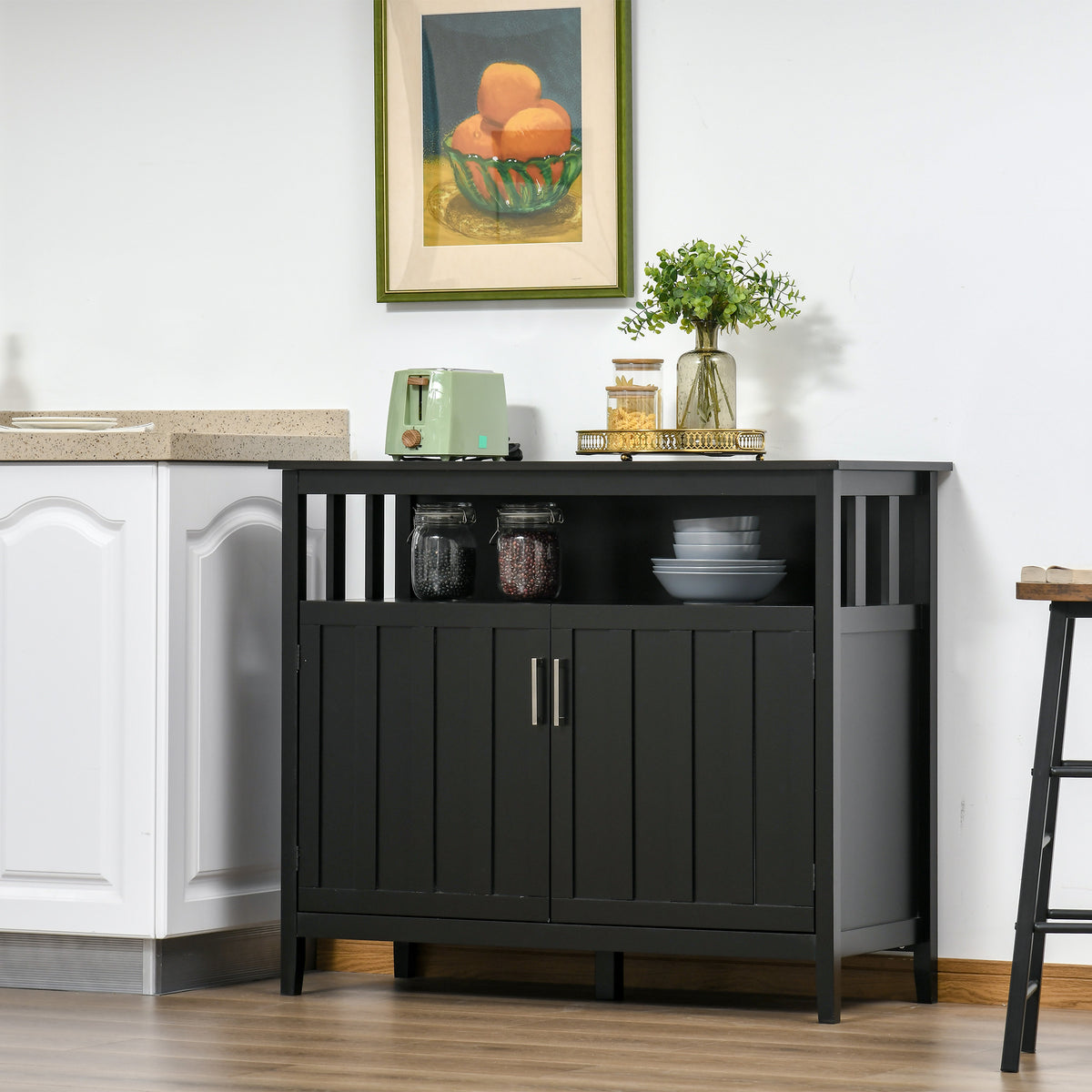 Sideboard buffet server storage cabinet with adjustable shelves