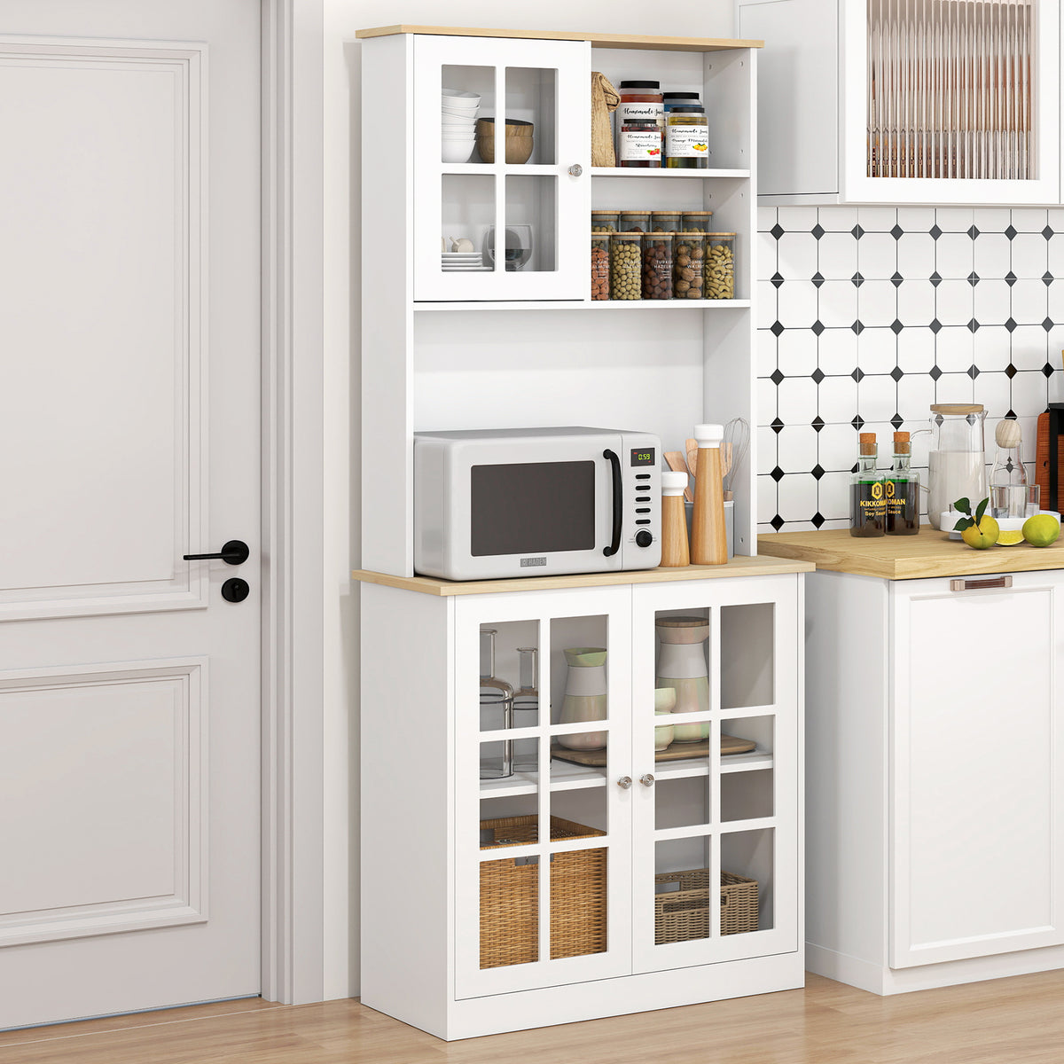 Kitchen Buffet with Hutch and Open Shelves