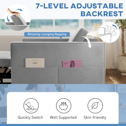 Convertible Velvet Chair Bed with USB Charging
