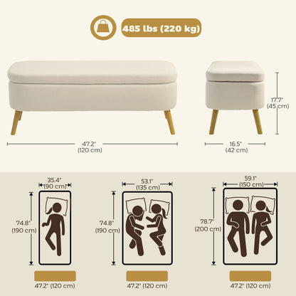 Teddy fleece storage bench 120 cm