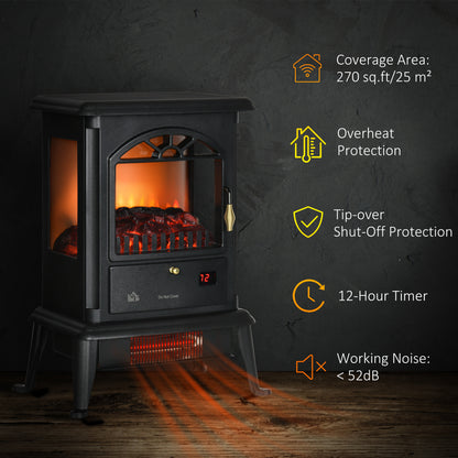 3D Infrared Electric Fireplace Stove — Black