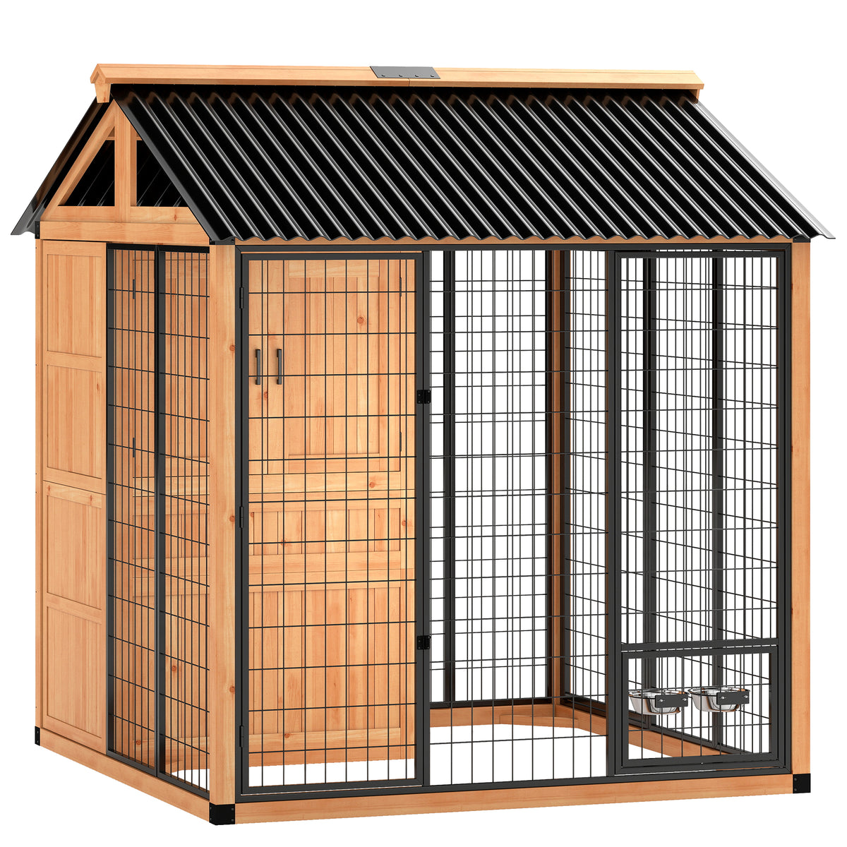 Caseta para perros de 218 cm con diseño walk-in — Amarillo