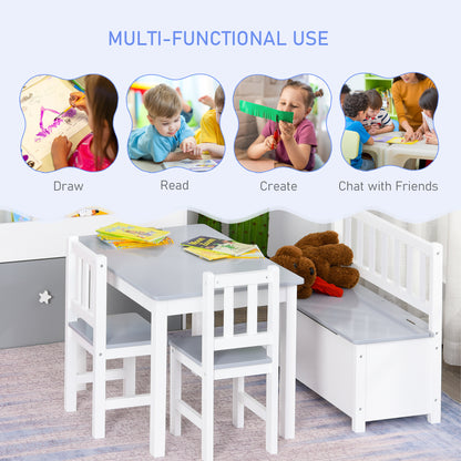 Kids Wooden Table and Chair Set — Set of 4