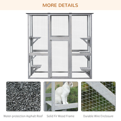Outdoor Cat Enclosure with 6 Platforms