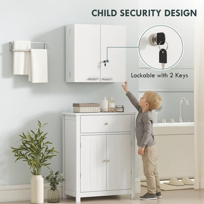 Wall mount lockable medicine cabinet