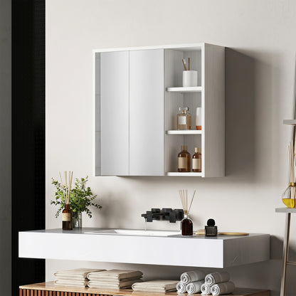 Bathroom medicine cabinet with mirror and open shelves