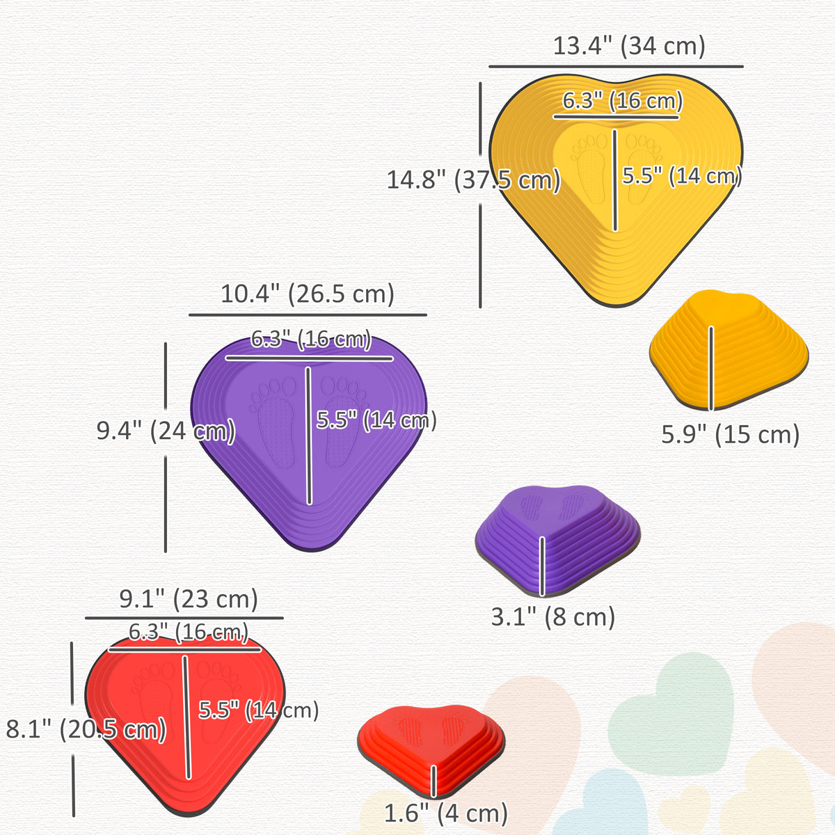 Piedras de equilibrio en forma de corazón apilables — Lote de 9
