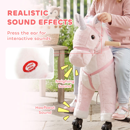 Unicorn ride-on toy with wheels and sounds