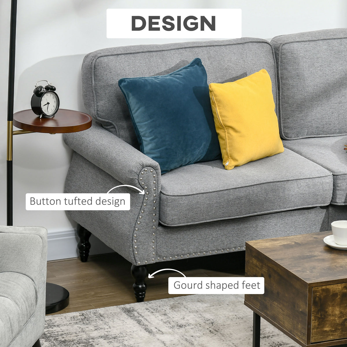 Traditional 2-Seater Linen Loveseat Sofa