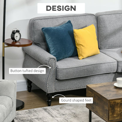 Traditional 2-Seater Linen Loveseat Sofa