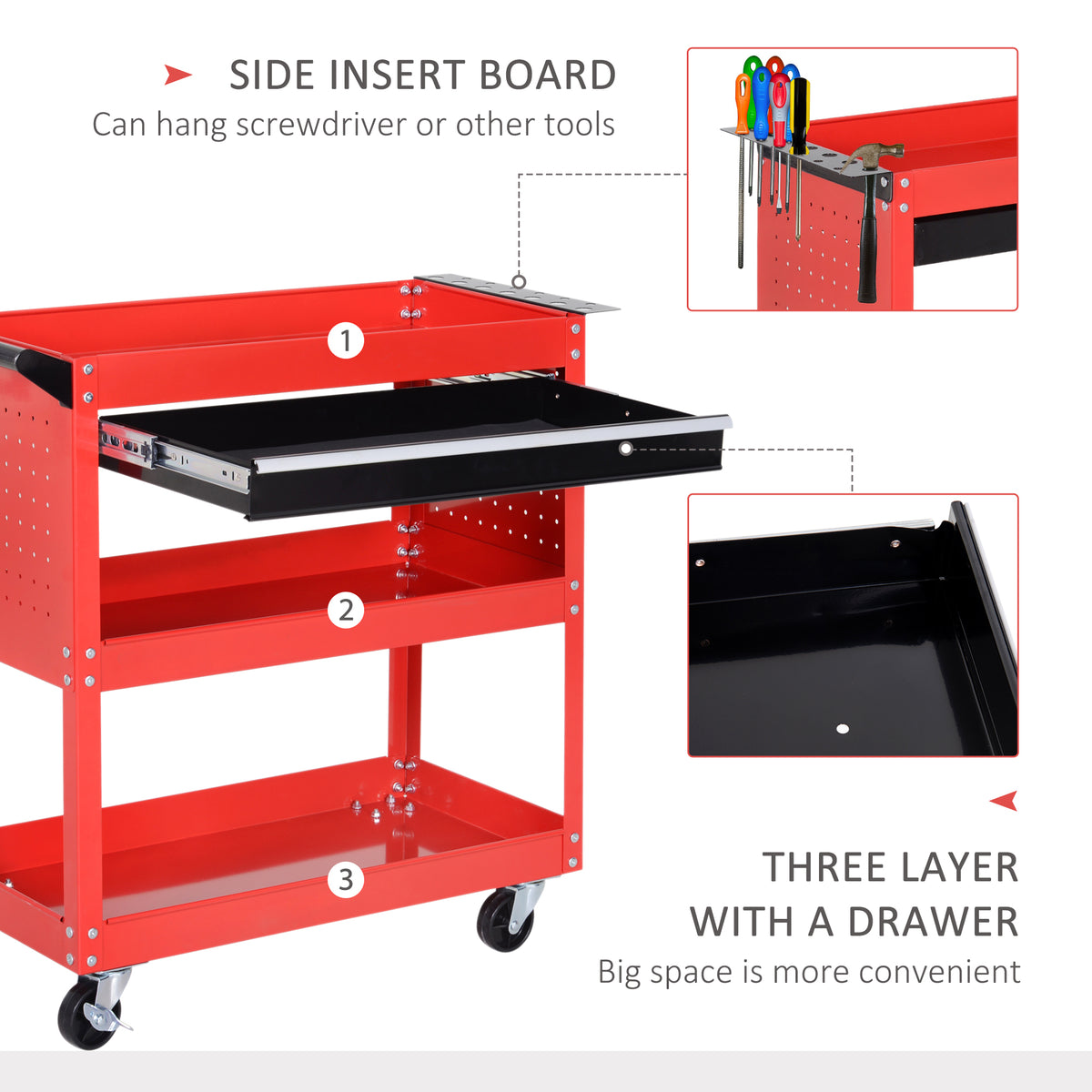 Rolling steel tool cart
